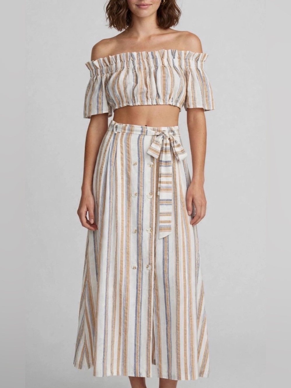L’Atiste boho top and skirt matching two piece set neutral colors